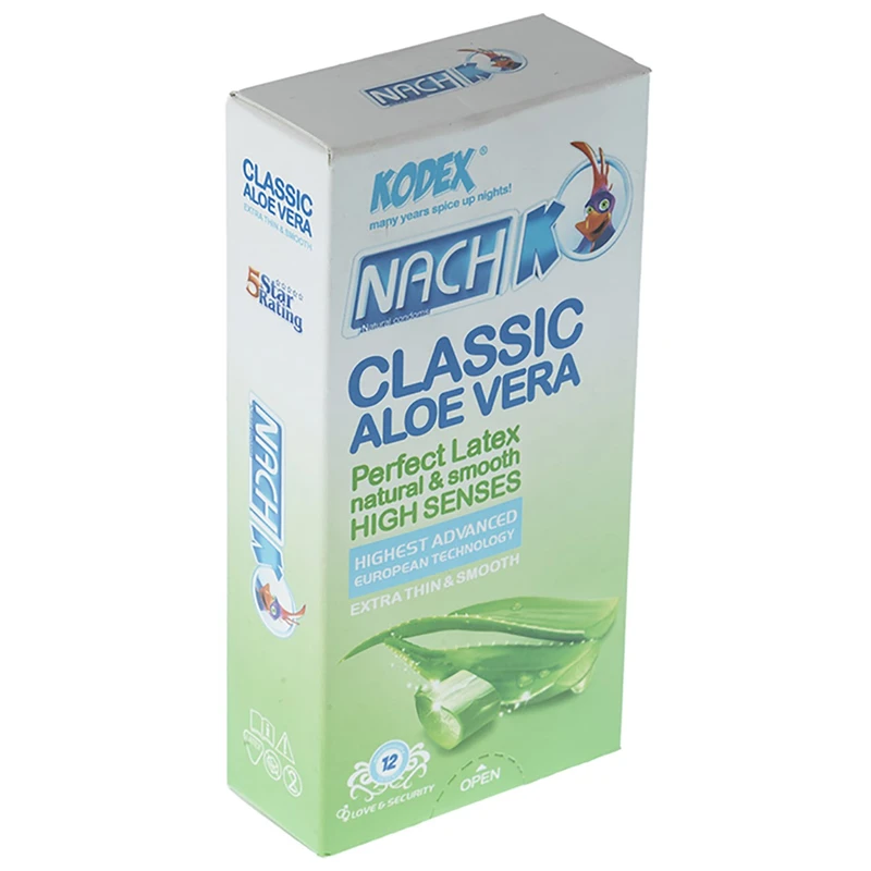 کاندوم کدکس مدل کلاسیک آلوئه ورا Classic Aloe Vera بسته 12 عددی